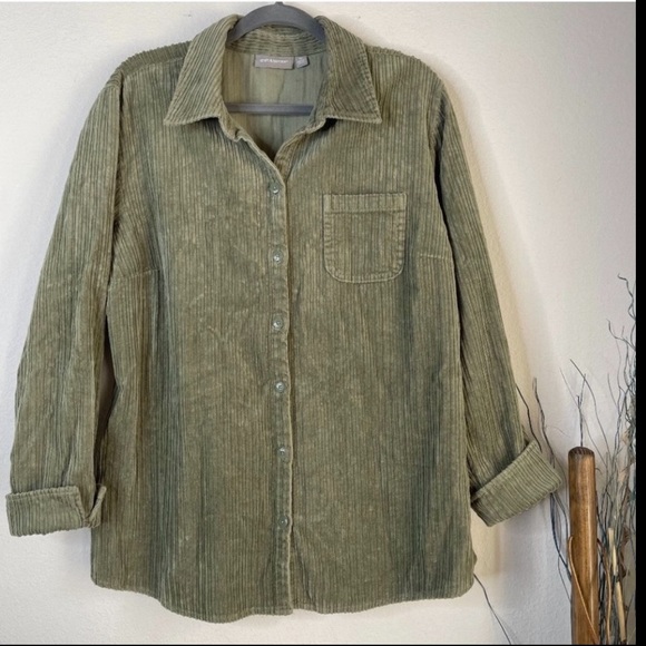 Croft & Barrow Corduroy Shacket /Jacket  Seafoam Green Button down  / XL - Picture 11 of 15